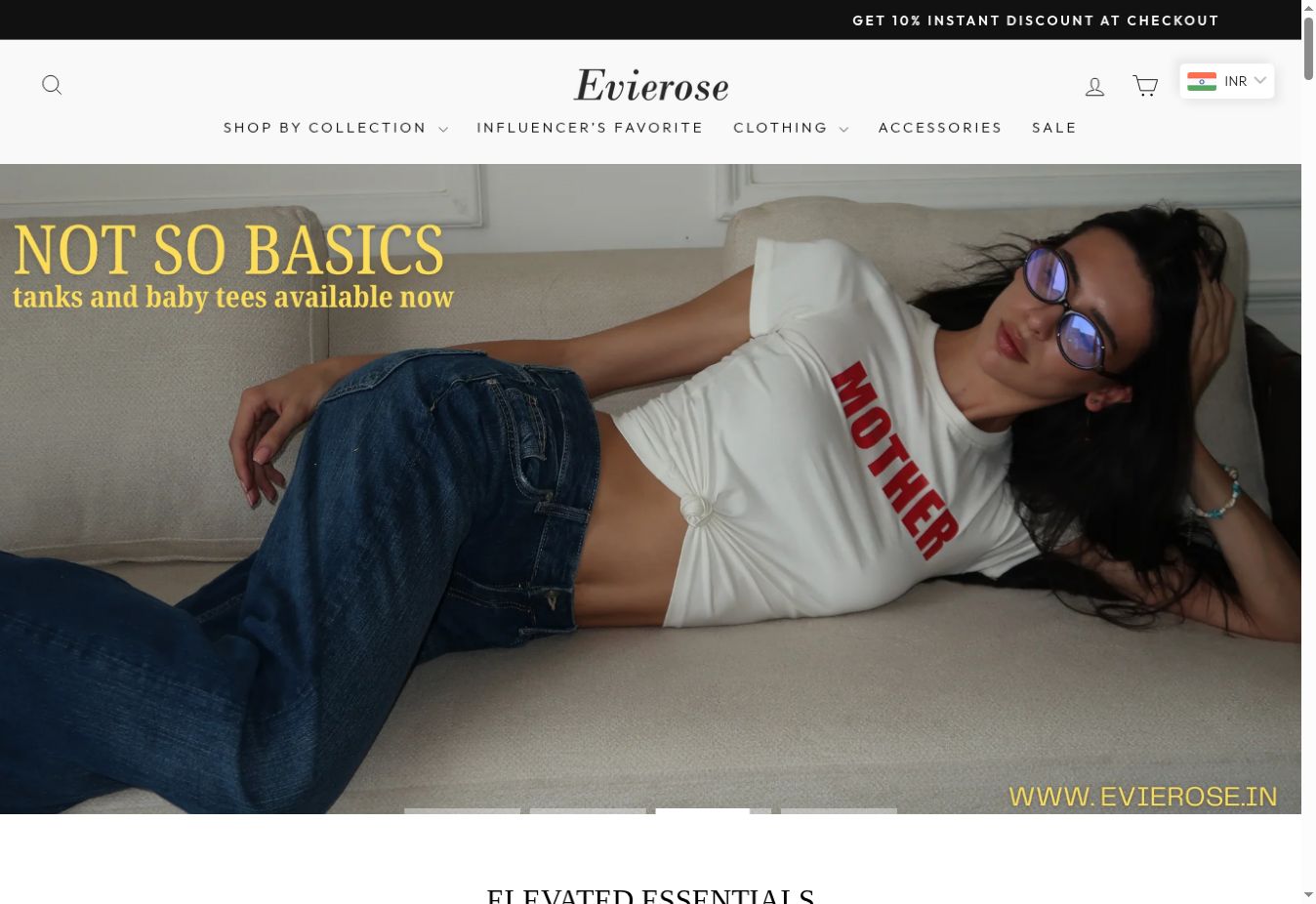 Evierose live website homepage